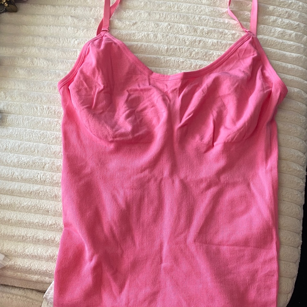 Brand New-Pink Ribbed Cami Tank Top - Women's Slim Fit